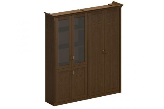 Шкаф высокий комбинированный (для одежды + для документов со стеклянными дверями)