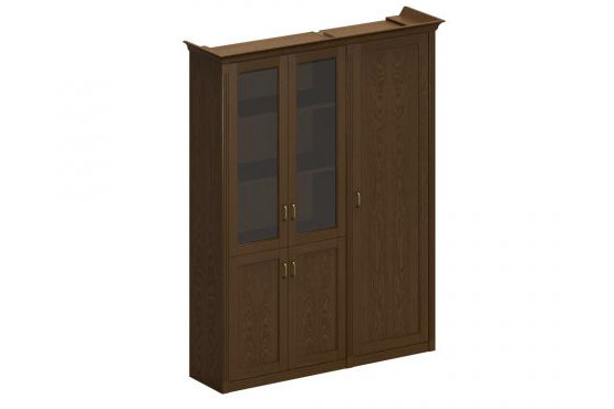 Шкаф высокий комбинированный (для одежды узкий + для документов со стеклянными дверями)