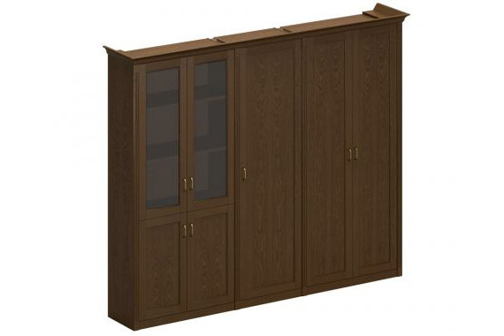 Шкаф высокий комбинированный (2 для документов 1 из 2 со стеклянными дверями + узкий для одежды)