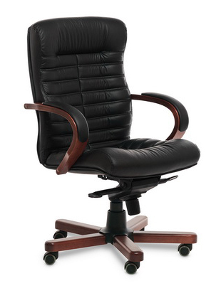 Кресло для руководителя с низкой спинкой Орион вуд Б/Orion Wood B (лицевая часть кожа - задняя чать эко-кожа)